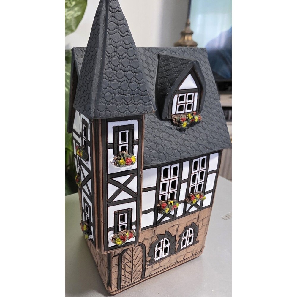 RARE Vintage G&R ArtClayPottery HOUSE TeaLight CandleHolder HandMade GERMANY EuC - Picture 4 of 12
